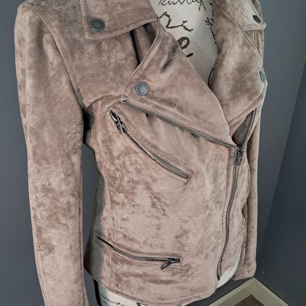 Blank NYC Brown/Tan Suede Moto Jacket Size XS - Picture 3 of 9